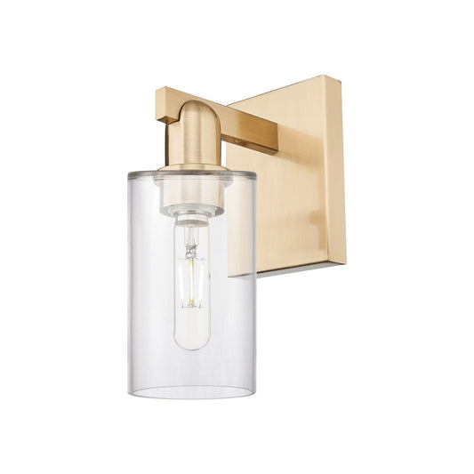 Innovations Clymer 1-Light 4in Wall Sconce | Industrial Champagne Bronze Steel and Clear Glass | Bedroom & Hallway Accent Light | Model 716-1W-CB-G802