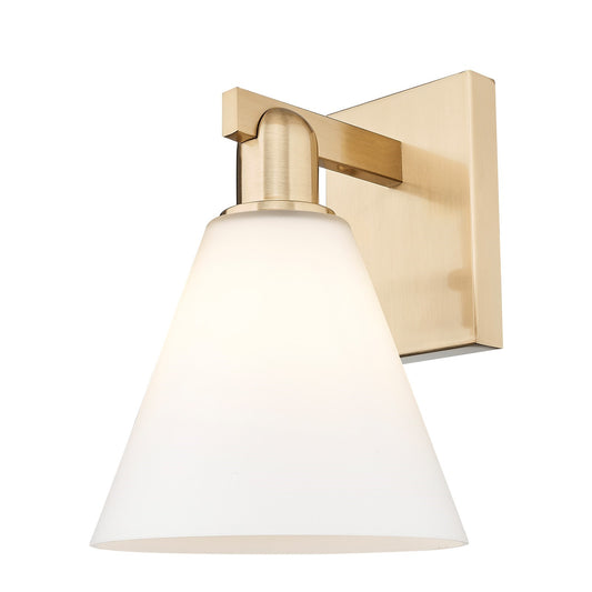 Innovations Berkshire Glass 8in 1-Light Wall Sconce | Industrial Champagne Bronze Steel and Matte White Glass | Entryway & | Model 716-1W-CB-GBC-81