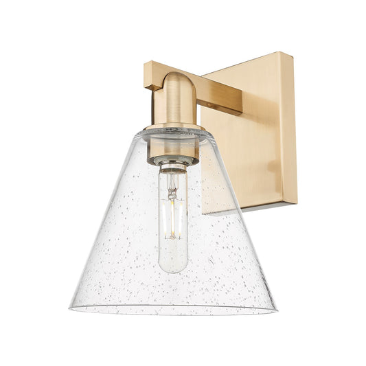 Innovations Berkshire Glass 8in 1-Light Wall Sconce | Industrial Champagne Bronze Steel and Seedy Glass | Entryway & Hallway | Model 716-1W-CB-GBC-84