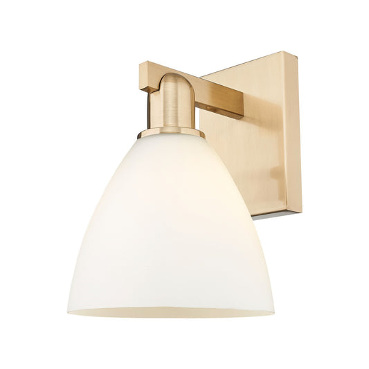 Innovations Bristol 7.5in 1-Light Wall Sconce | Industrial Champagne Bronze Steel and Matte White Glass | Bathroom & Hallway | Model 716-1W-CB-GBD-751