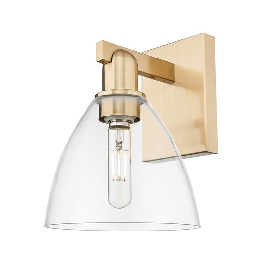 Innovations Bristol 8in 1-Light Wall Sconce | Industrial Champagne Bronze Steel and Clear Glass | Hallway & Bathroom Accent | Model 716-1W-CB-GBD-752