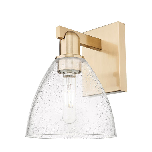 Innovations Bristol 8in 1-Light Wall Sconce | Industrial Champagne Bronze Steel and Seedy Glass | Living Room & Hallway Accent | Model 716-1W-CB-GBD-754