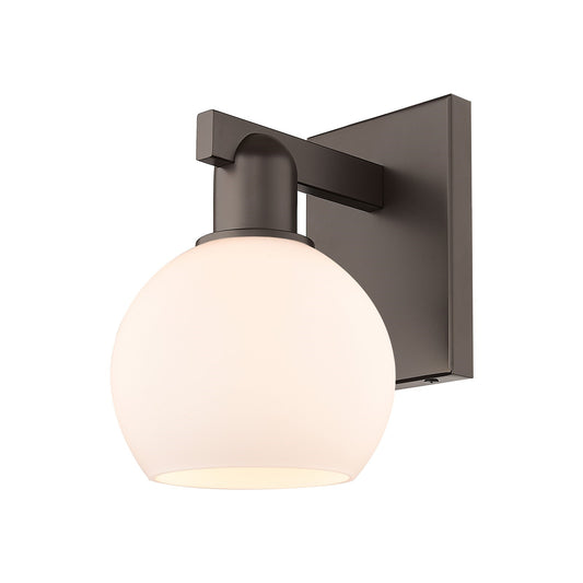 Innovations Athens 6in 1-Light Wall Sconce | Industrial Oil Rubbed Bronze Steel and Matte White Glass | Hallway & Bathroom Accent | Model 716-1W-OB-G121-6