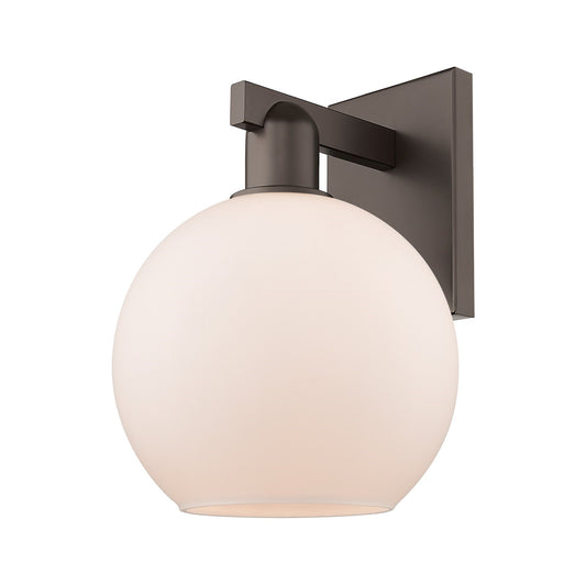 Innovations Athens 8in 1-Light Wall Sconce | Industrial Oil Rubbed Bronze Steel and Matte White Glass | Bathroom & Hallway Accent | Model 716-1W-OB-G121-8
