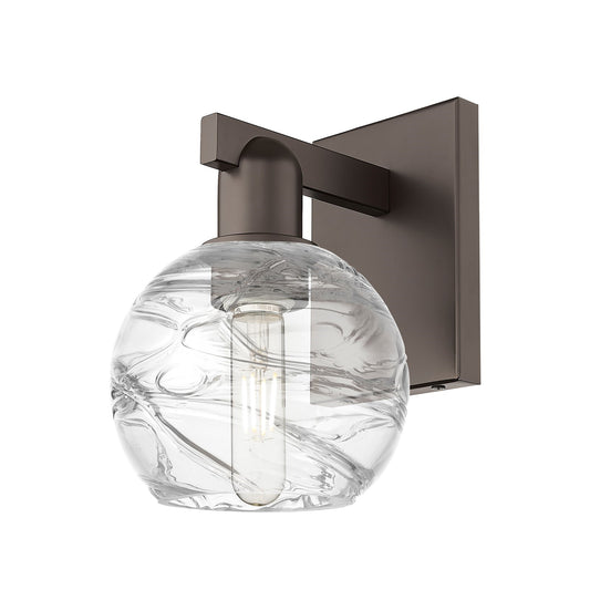 Innovations Athens Deco Swirl 6in 1-Light Wall Sconce | Industrial Oil Rubbed Bronze Steel and Clear Deco Swirl Glass | Model 716-1W-OB-G1213-6CL