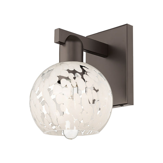 Innovations Lighting Arcadia 6in 1-Light Wall Sconce | Industrial Oil Rubbed Bronze Steel and White Mouchette Glass | Bathroom | Model 716-1W-OB-G1216-6WM