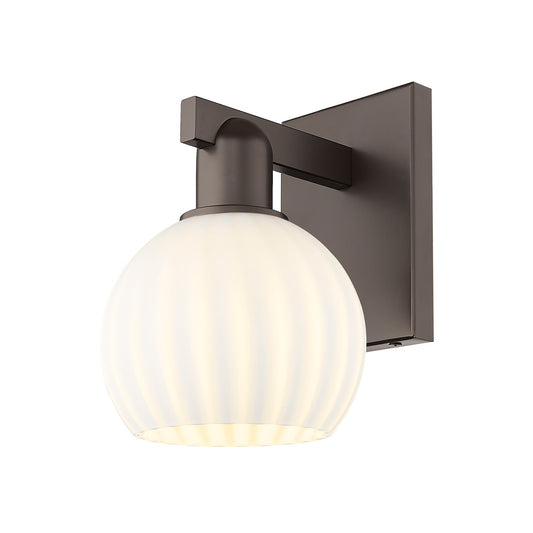 Innovations Lighting Arcadia 6in 1-Light Wall Sconce | Industrial Oil Rubbed Bronze Steel and White Venetian Glass | Bathroom | Model 716-1W-OB-G1217-6WV