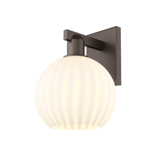 Innovations Lighting Arcadia 8in 1-Light Wall Sconce | Industrial Oil Rubbed Bronze and White Venetian Glass | Bathroom & | Model 716-1W-OB-G1217-8WV