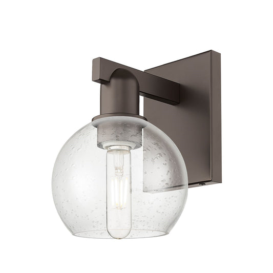 Innovations Athens 6in 1-Light Wall Sconce | Industrial Oil Rubbed Bronze Steel and Seedy Glass | Hallway & Bathroom Accent | Model 716-1W-OB-G124-6