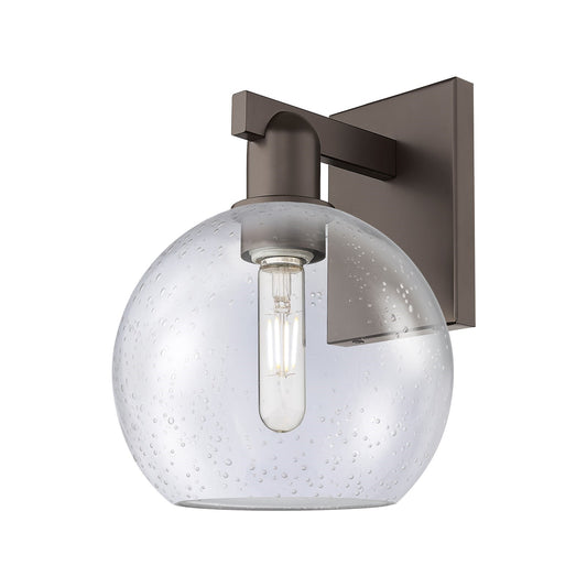 Innovations Athens 8in 1-Light Wall Sconce | Industrial Oil Rubbed Bronze Steel and Seedy Glass | Bathroom & Hallway Accent Light | Model 716-1W-OB-G124-8
