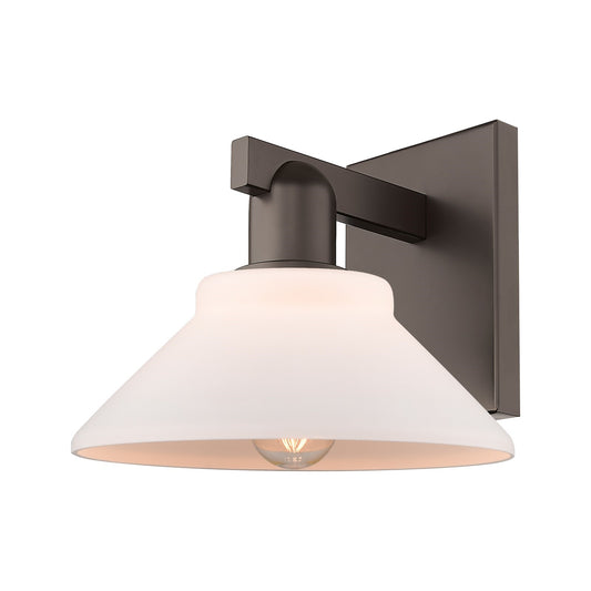 Innovations Orwell 1-Light Wall Sconce | Industrial Oil Rubbed Bronze Steel and Matte White Glass | Bathroom & Hallway Accent | Model 716-1W-OB-G131