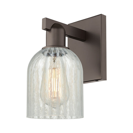 Innovations Caledonia 5in 1-Light Wall Sconce | Industrial Oil Rubbed Bronze Steel and Mouchette Glass | Bathroom & Hallway Accent | Model 716-1W-OB-G2511