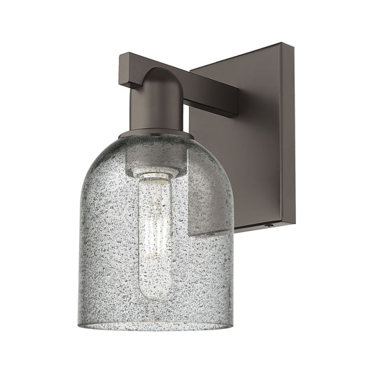 Innovations Caledonia 5in 1-Light Wall Sconce | Industrial Oil Rubbed Bronze Steel and Charcoal Glass | Bedroom & Hallway Accent | Model 716-1W-OB-G257
