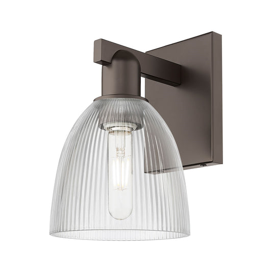 Innovations Castile 6in 1-Light Wall Sconce | Industrial Oil Rubbed Bronze Steel and Clear Glass | Bathroom & Hallway Damp Rated | Model 716-1W-OB-G382