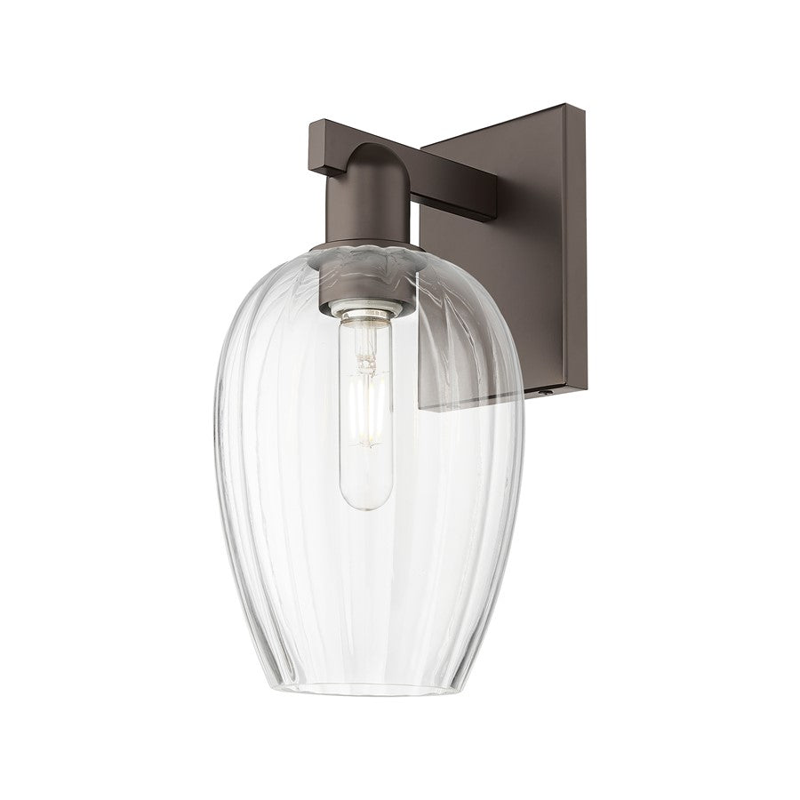 Innovations Preston 1Lt 6" Flute Sconce, Oiled Bronze/Clear