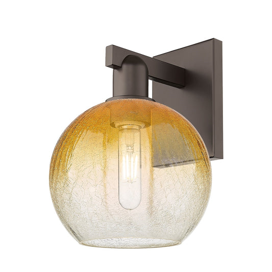 Innovations Brookhaven Globe 8in 1-Light Wall Sconce | Industrial Oil Rubbed Bronze Steel and Amber Glass | Living Room & | Model 716-1W-OB-G483-8AM