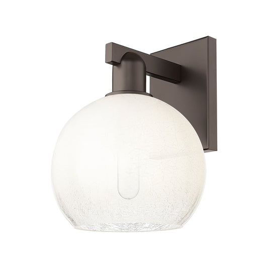 Innovations Brookhaven Globe 8in 1-Light Wall Sconce | Industrial Oil Rubbed Bronze Steel and Opal Glass | Damp Rated Living | Model 716-1W-OB-G483-8OP