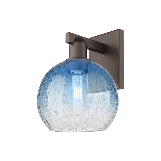 Innovations Brookhaven Globe 8in 1-Light Wall Sconce | Industrial Oil Rubbed Bronze and Sapphire Blue Glass | Bathroom & | Model 716-1W-OB-G483-8SB