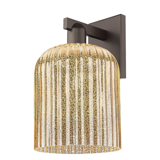 Innovations Bridal Veil 8in 1-Light Wall Sconce | Industrial Oil Rubbed Bronze and Mercury Ribbed Glass | Damp Rated Hallway & | Model 716-1W-OB-G559-8ME