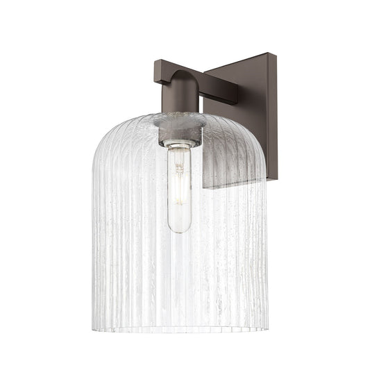Innovations Bridal Veil 8in 1-Light Wall Sconce | Industrial Oil Rubbed Bronze Steel and Seedy Glass | Hallway & Bathroom | Model 716-1W-OB-G559-8SDY