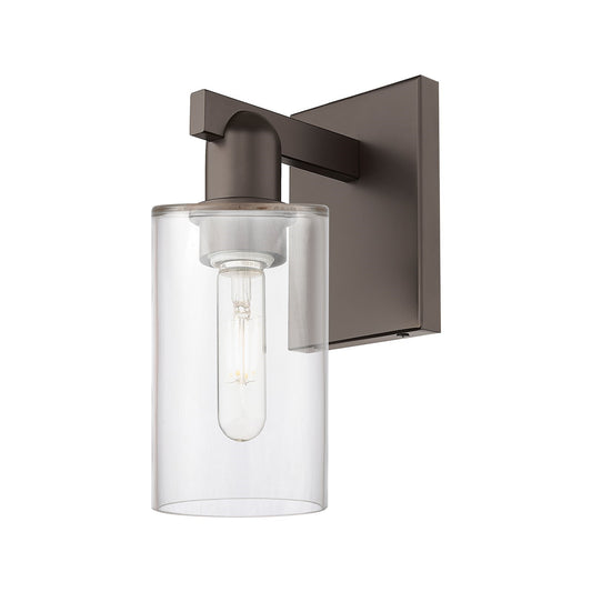 Innovations Clymer 1-Light 4in Wall Sconce | Industrial Oil Rubbed Bronze Steel and Clear Glass | Bathroom & Hallway Accent | 3.88 | Model 716-1W-OB-G802