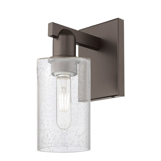 Innovations Clymer 1-Light Wall Sconce | Industrial Oil Rubbed Bronze Steel and Seedy Glass | Hallway & Bathroom Accent Light | Model 716-1W-OB-G804