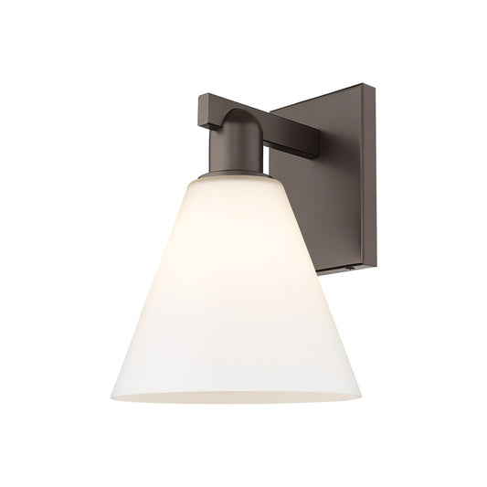 Innovations Berkshire Glass 8in 1-Light Wall Sconce | Industrial Oil Rubbed Bronze Steel and Matte White Glass | Bathroom & | Model 716-1W-OB-GBC-81