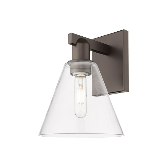 Innovations Berkshire Glass 1-Light 8in Wall Sconce | Industrial Oil Rubbed Bronze Steel and Clear Glass | Damp Rated Hallway & | Model 716-1W-OB-GBC-82