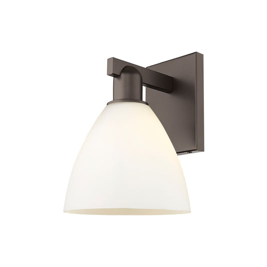 Innovations Bristol 1-Light 7.5in Wall Sconce | Industrial Oil Rubbed Bronze Steel and Matte White Glass | Hallway & Bathroom | Model 716-1W-OB-GBD-751