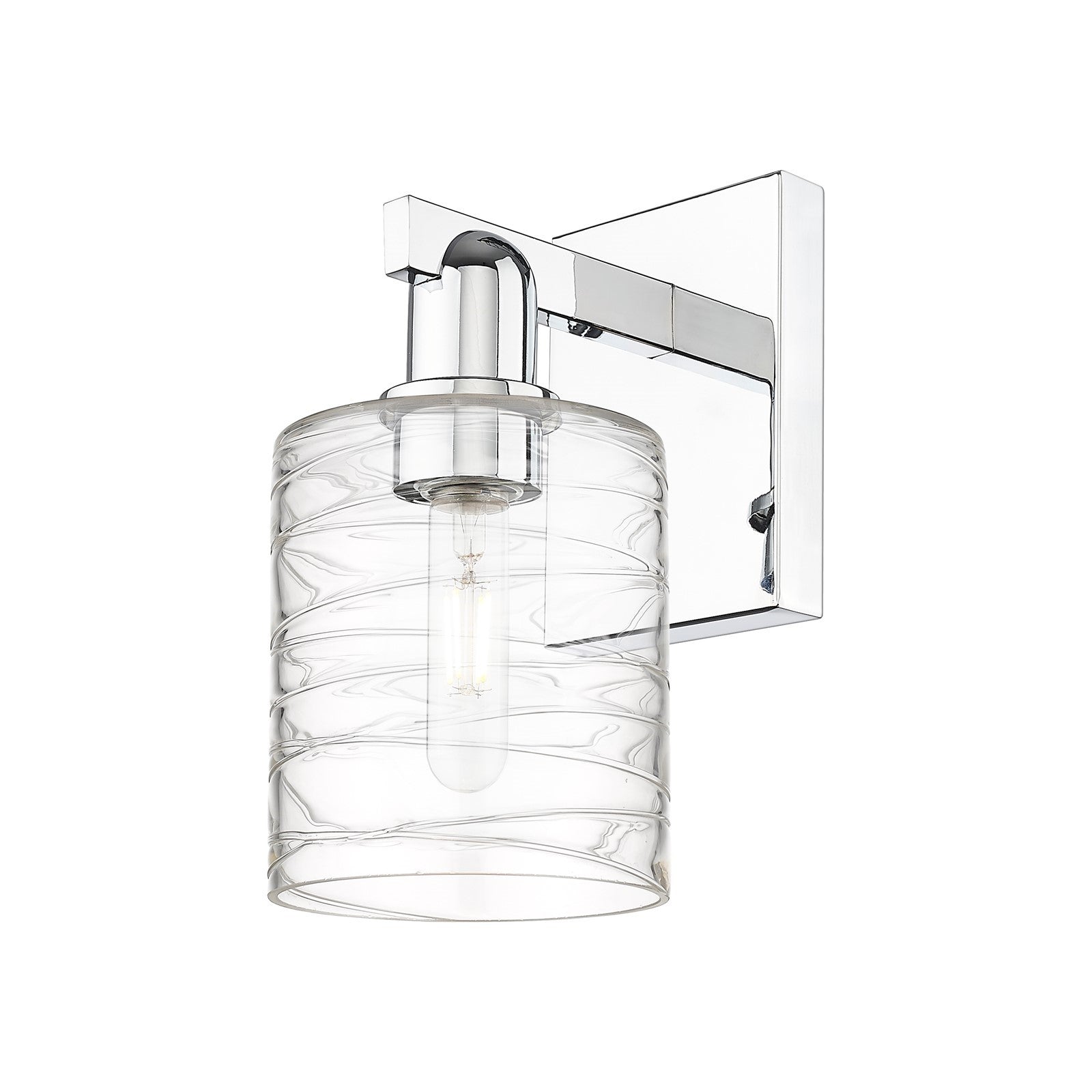 Innovations Cobbleskill 5in 1-Light Wall Sconce | Industrial Modern Polished Chrome and Deco Swirl Glass | Bathroom & Hallway | Model 716-1W-PC-G1113