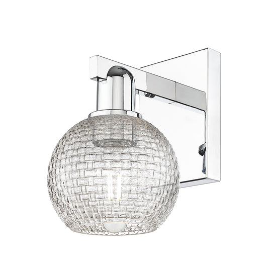 Innovations Athens 6in 1-Light Wall Sconce | Industrial Polished Chrome and Clear Basket Weave Glass | Bathroom & Hallway | Model 716-1W-PC-G122C-6CL