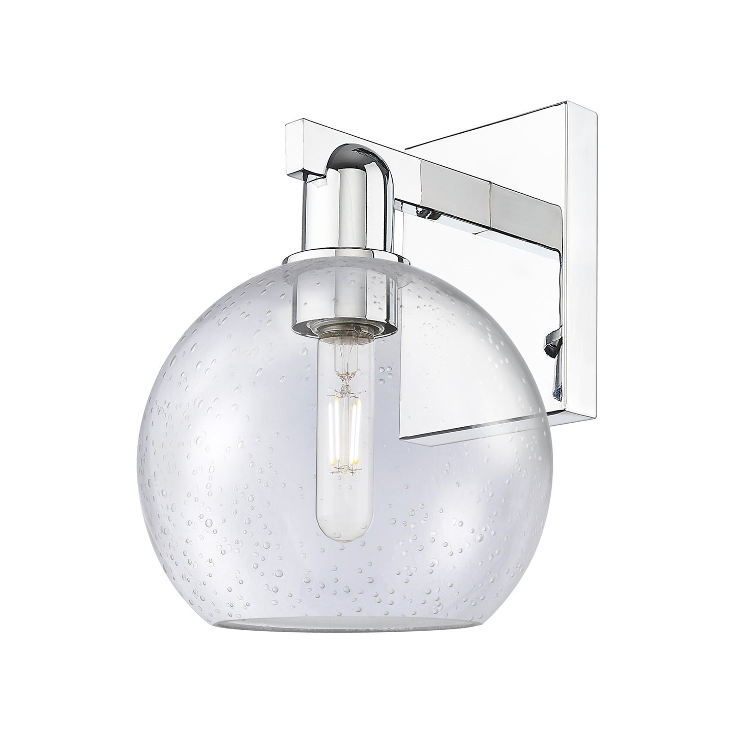 Innovations Athens 8in 1-Light Wall Sconce | Industrial Polished Chrome Steel and Seedy Glass | Bathroom & Hallway Accent | 8 x | Model 716-1W-PC-G124-8