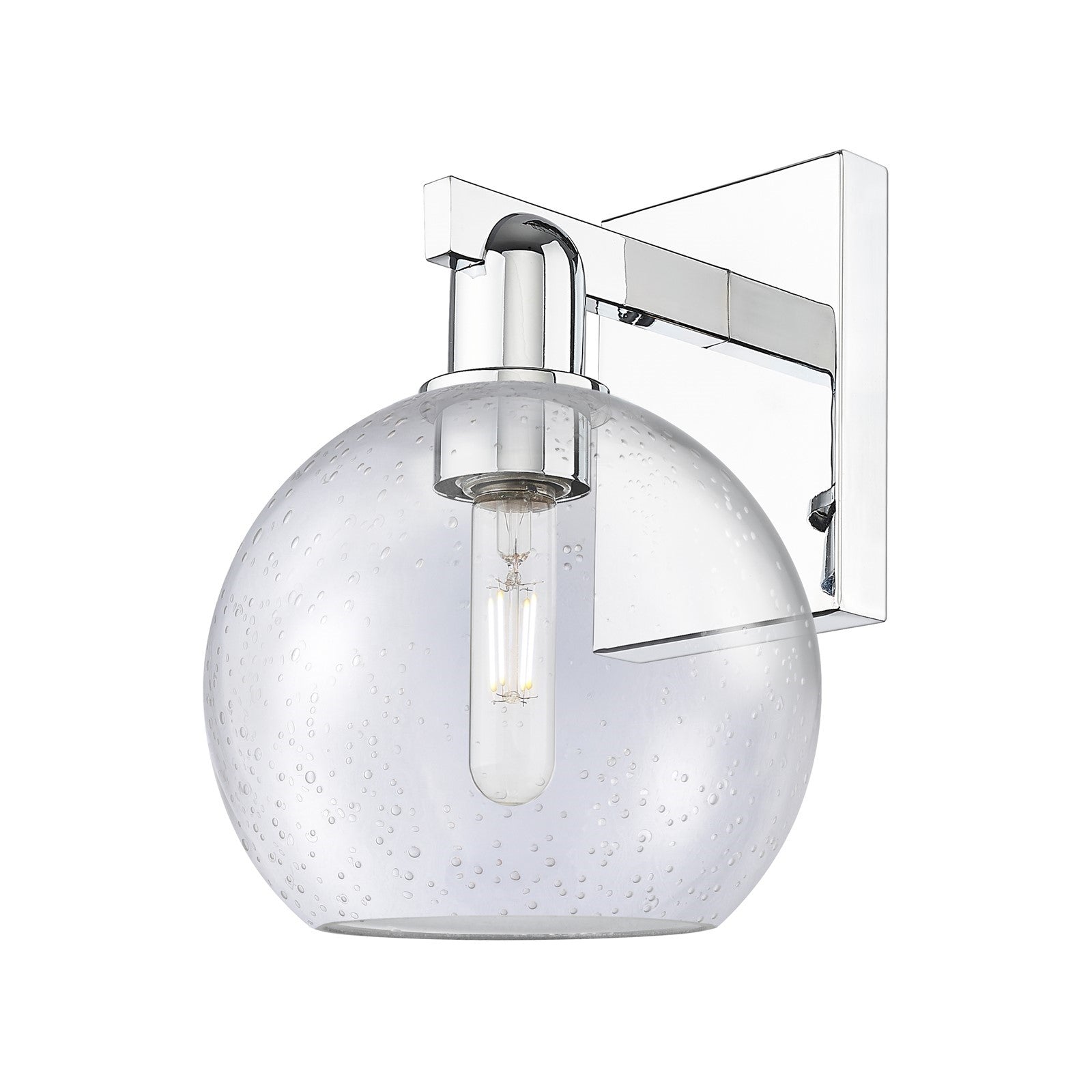 Innovations Athens 8in 1-Light Wall Sconce | Industrial Polished Chrome Steel and Seedy Glass | Bathroom & Hallway Accent | 8 x | Model 716-1W-PC-G124-8
