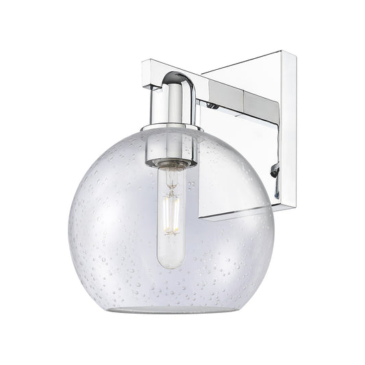 Innovations Athens 8in 1-Light Wall Sconce | Industrial Polished Chrome Steel and Seedy Glass | Bathroom & Hallway Accent | 8 x | Model 716-1W-PC-G124-8