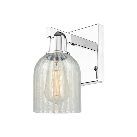 Innovations Caledonia 5in 1-Light Wall Sconce | Industrial Polished Chrome Steel and Mouchette Glass | Bathroom & Hallway Accent | Model 716-1W-PC-G2511