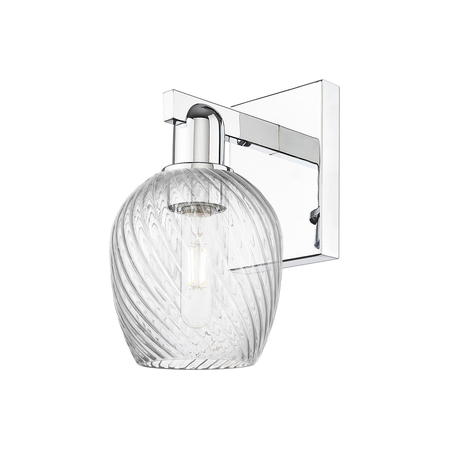 Innovations Salina 1-Light 5.75in Wall Sconce | Industrial Modern Polished Chrome and Clear Spiral Fluted Glass | Bathroom & | Model 716-1W-PC-G292