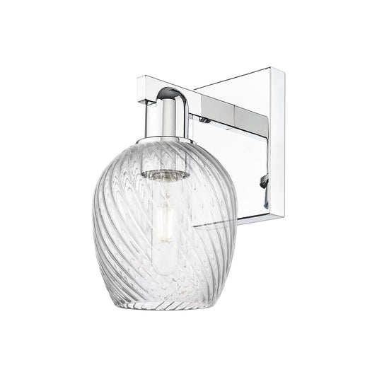Innovations Salina 1-Light 5.75in Wall Sconce | Industrial Modern Polished Chrome and Clear Spiral Fluted Glass | Bathroom & | Model 716-1W-PC-G292