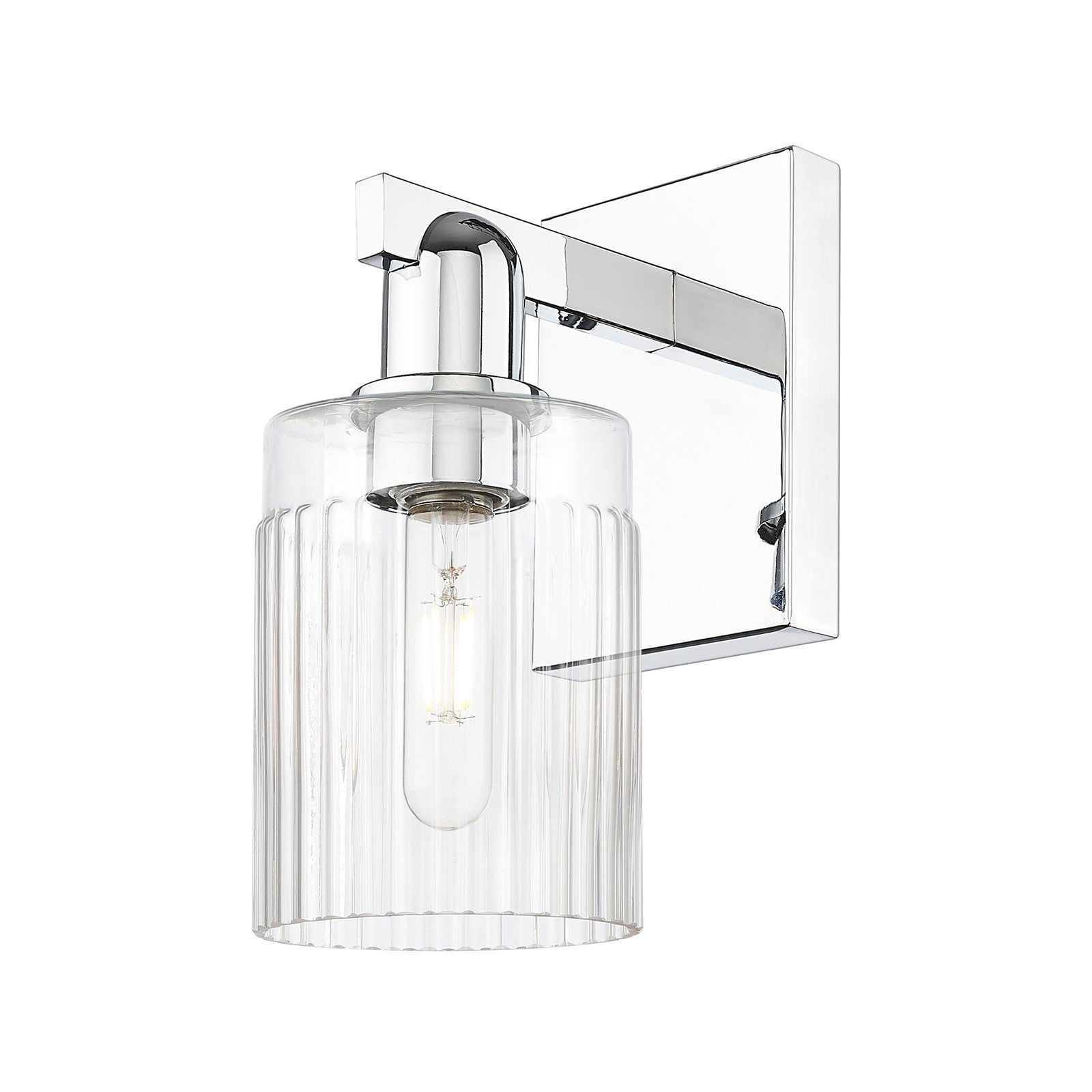 Innovations Hadley 1-Light 4.5in Wall Sconce | Industrial Polished Chrome Steel and Clear Ribbed Glass | Entryway & Hallway Accent | Model 716-1W-PC-G342