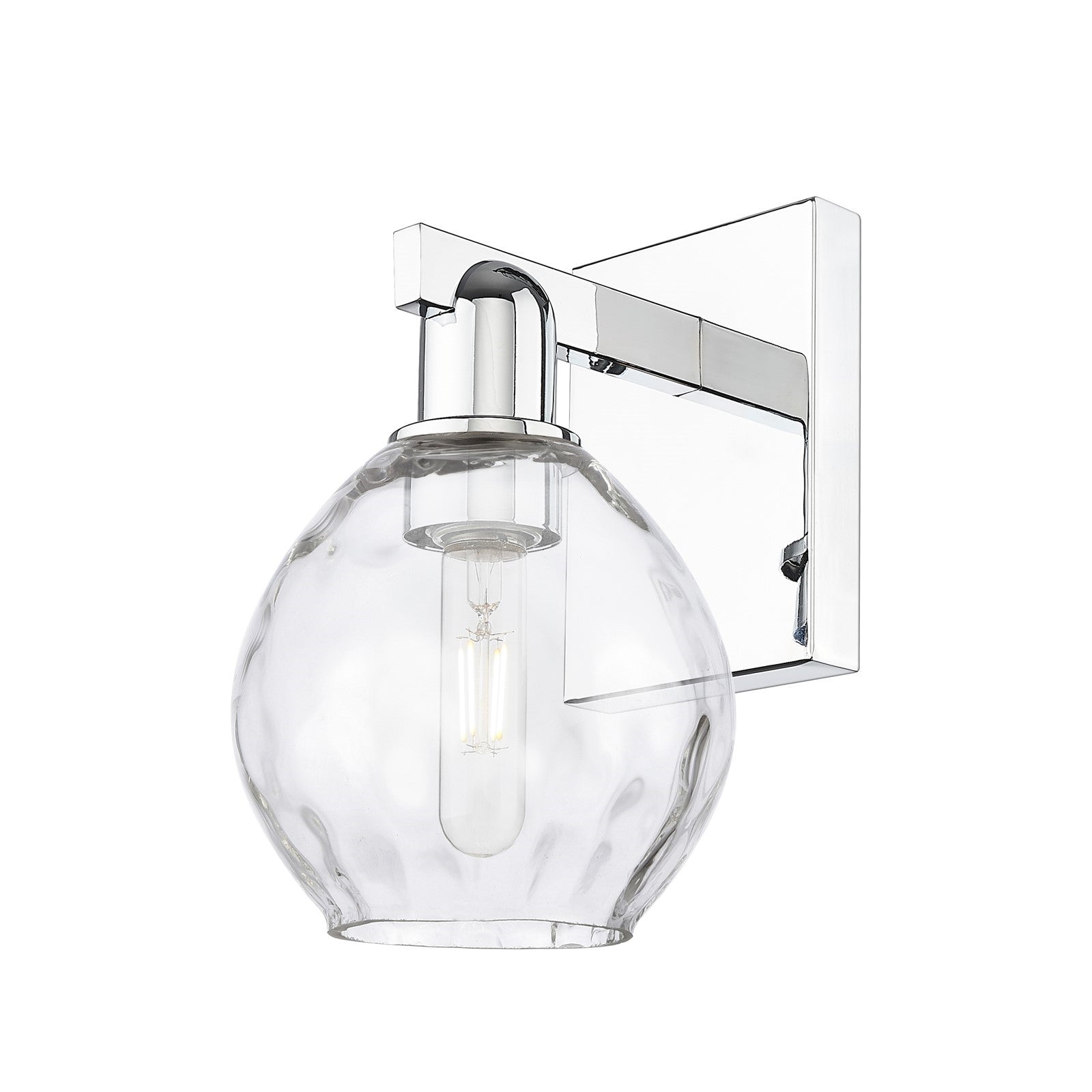 Innovations Waverly 6in 1-Light Wall Sconce | Industrial Polished Chrome Steel and Clear Water Glass | Bathroom & Hallway Accent | Model 716-1W-PC-G362