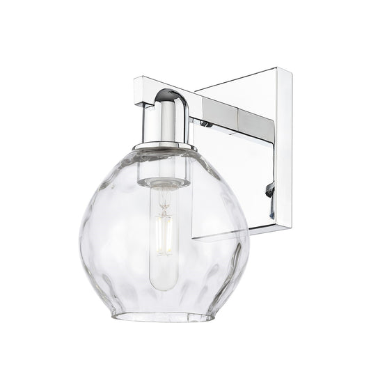 Innovations Waverly 6in 1-Light Wall Sconce | Industrial Polished Chrome Steel and Clear Water Glass | Bathroom & Hallway Accent | Model 716-1W-PC-G362