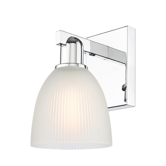 Innovations Castile 6in 1-Light Wall Sconce | Industrial Polished Chrome and White Glass | Bathroom & Hallway Accent | 6 x 10.75 x | Model 716-1W-PC-G381