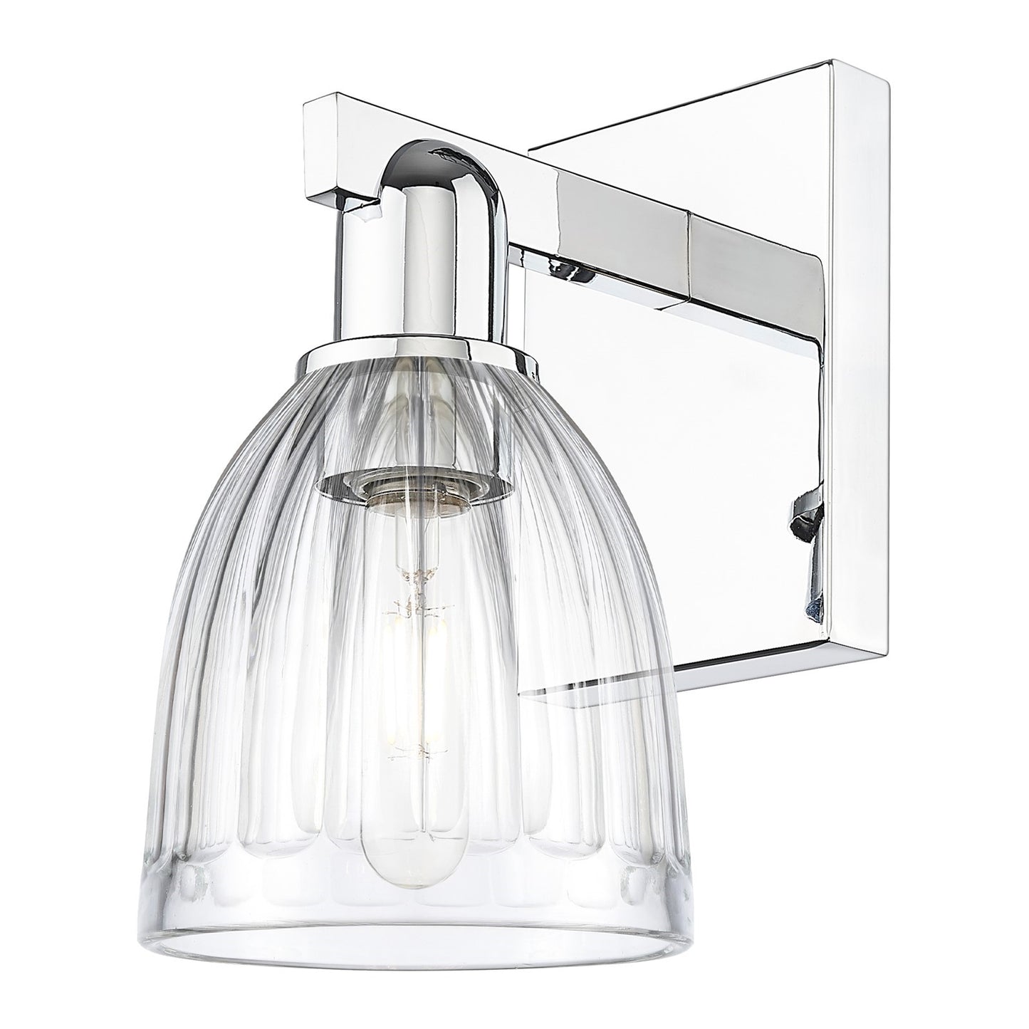 Innovations Brookfield 6in 1-Light Wall Sconce | Industrial Modern Polished Chrome and Clear Ribbed Glass | Entryway & Hallway | Model 716-1W-PC-G442