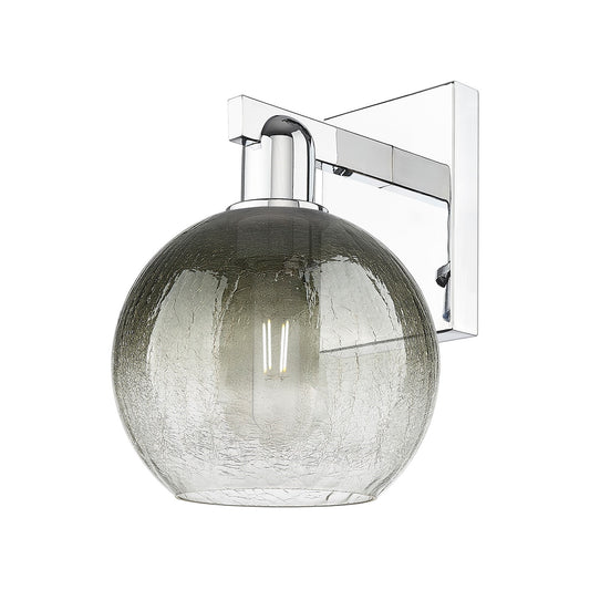 Innovations Brookhaven Globe 8in 1-Light Wall Sconce | Industrial Polished Chrome and Slate Glass | Bathroom & Hallway Accent | Model 716-1W-PC-G483-8SL