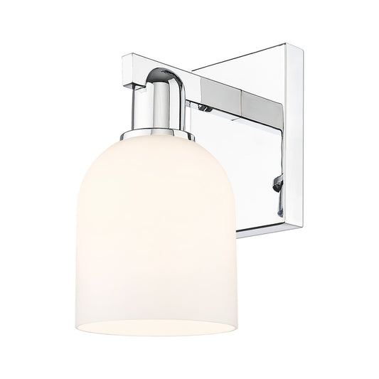 Innovations Bella 5.5in 1-Light Wall Sconce | Industrial Polished Chrome and White Glass | Entryway & Hallway Accent | 5.5 x | Model 716-1W-PC-G558-6GWH