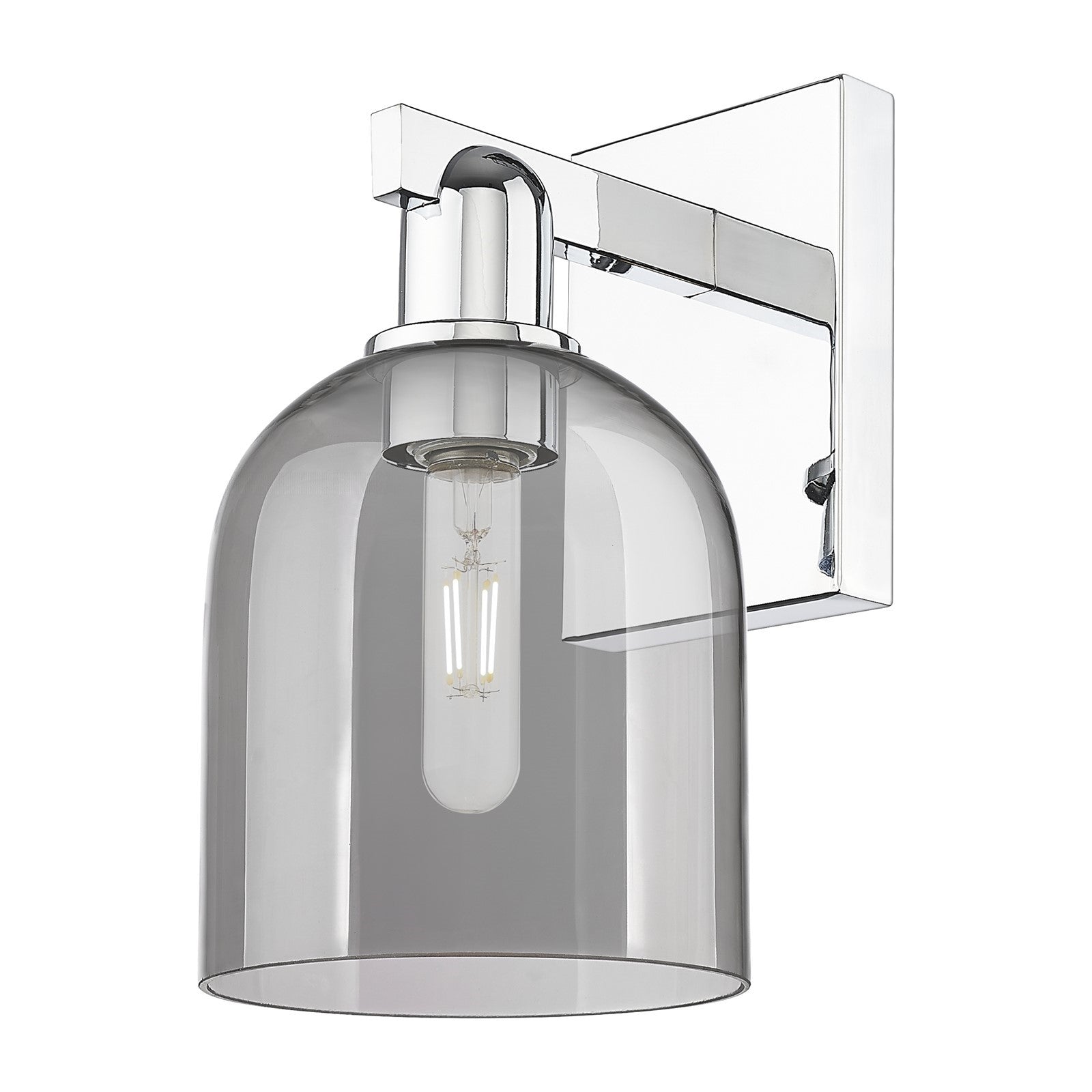 Innovations Bella 6in 1-Light Wall Sconce | Industrial Polished Chrome and Light Smoke Glass | Bathroom & Hallway Accent | 5.5 | Model 716-1W-PC-G558-6SM
