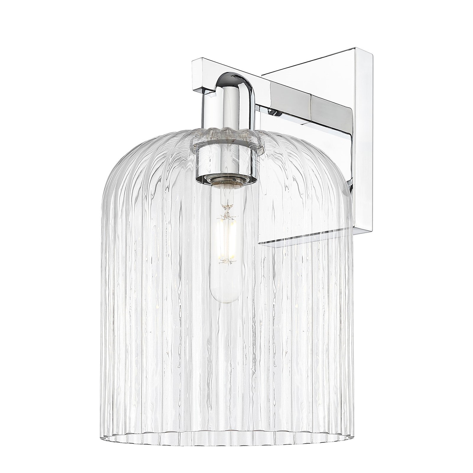 Innovations Bridal Veil 8in 1-Light Wall Sconce | Industrial Polished Chrome Steel and Clear Ribbed Glass | Entryway & Hallway | Model 716-1W-PC-G559-8CL