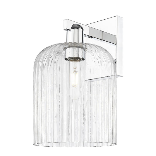 Innovations Bridal Veil 8in 1-Light Wall Sconce | Industrial Polished Chrome Steel and Clear Ribbed Glass | Entryway & Hallway | Model 716-1W-PC-G559-8CL