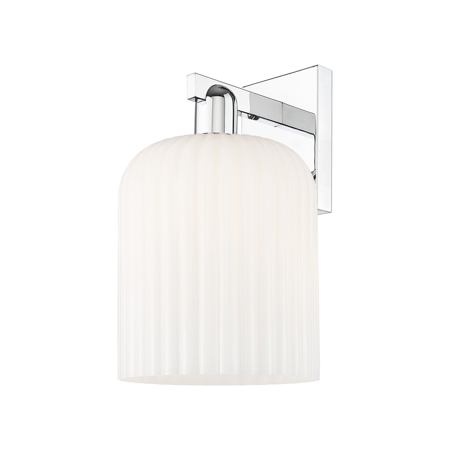 Innovations Bridal Veil 8in 1-Light Wall Sconce | Industrial Polished Chrome and Gloss White Ribbed Glass | Bathroom & Hallway | Model 716-1W-PC-G559-8GWH