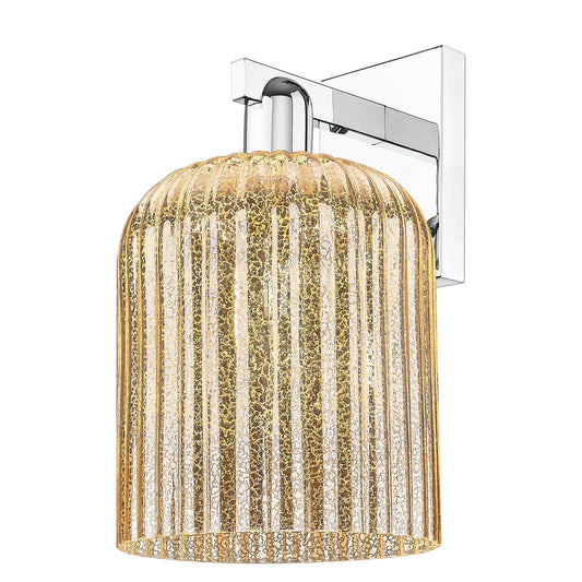 Innovations Bridal Veil 8in 1-Light Wall Sconce | Industrial Polished Chrome and Mercury Ribbed Glass | Entryway & Hallway | Model 716-1W-PC-G559-8ME