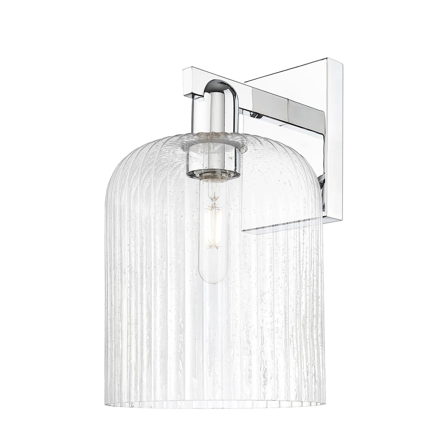 Innovations Bridal Veil 8in 1-Light Wall Sconce | Industrial Polished Chrome Steel and Seedy Ribbed Glass | Entryway & Hallway | Model 716-1W-PC-G559-8SDY